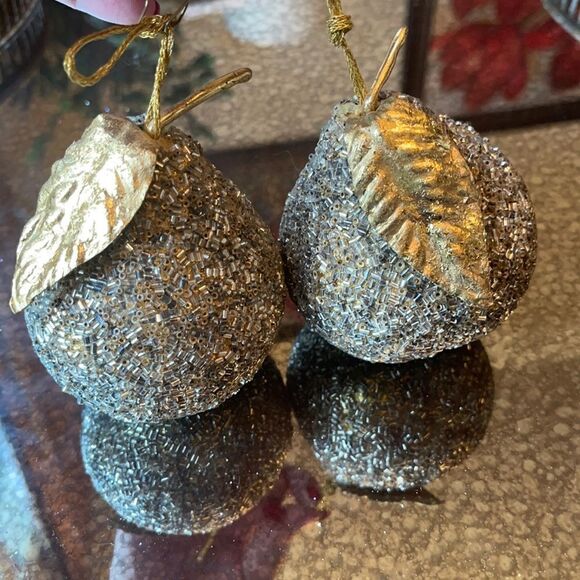 BEADED & Gold Leaf Pears! - Picture 1 of 1
